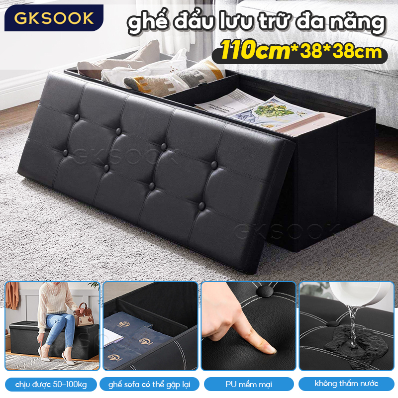 Ghế hộp đựng đồ đa năng tích lớn Hộp đựng đồ làm ghế ngồi Kích thước siêu lớn 110x38*38CM, chắc chắn, có thể gấp gọn
