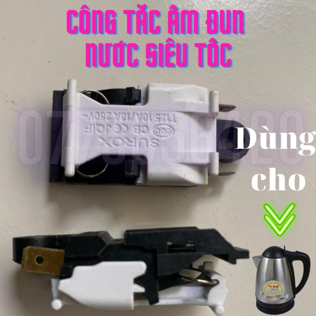 Công tắc siêu tốc, ấm đun nước loại xịn, nhựa chịu nhiệt chống cháy 16a 250Vac, thay thế cho các loại bình đun