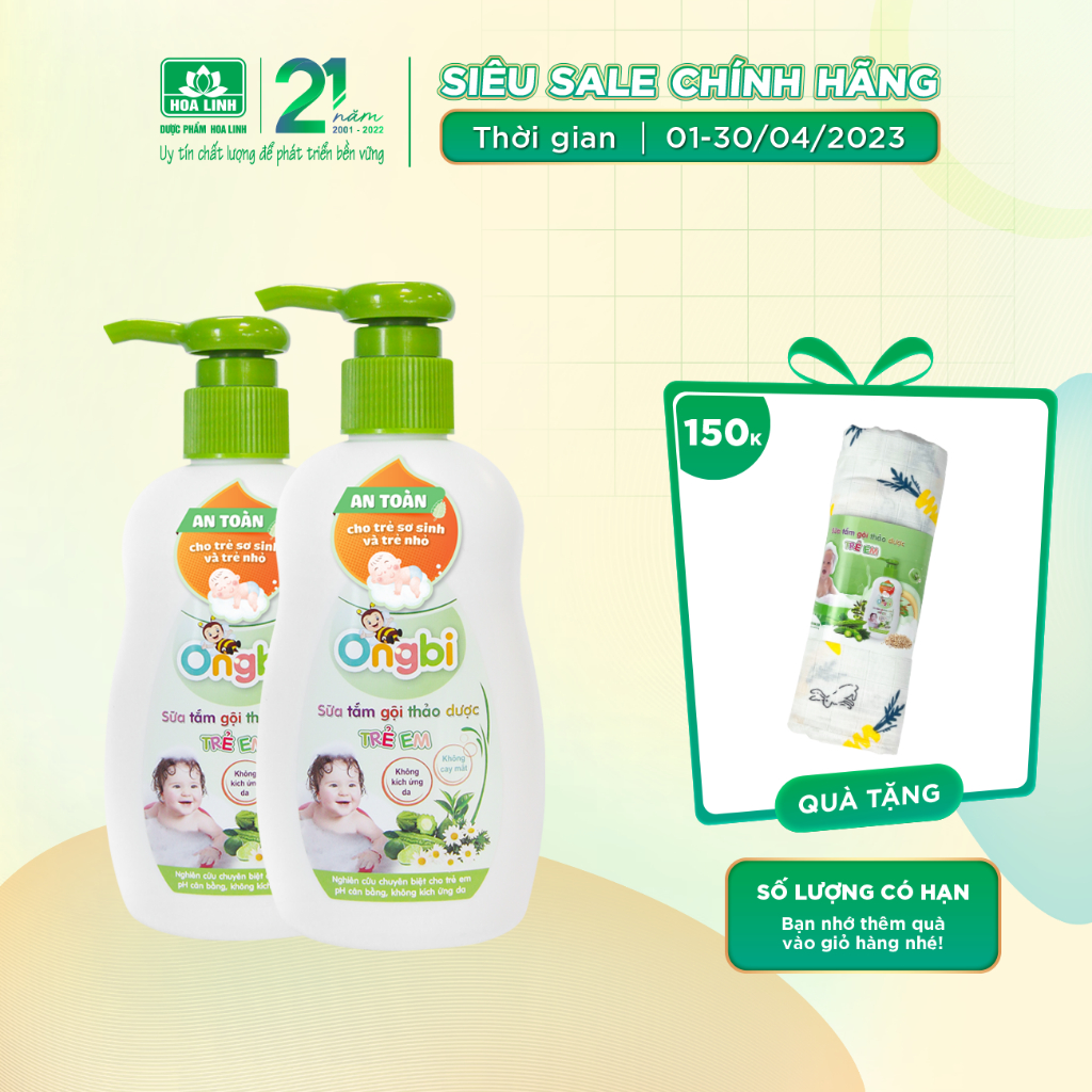 Sữa tắm gội thảo dược trẻ em Ongbi 200ml - An toàn cho trẻ sơ sinh và trẻ nhỏ