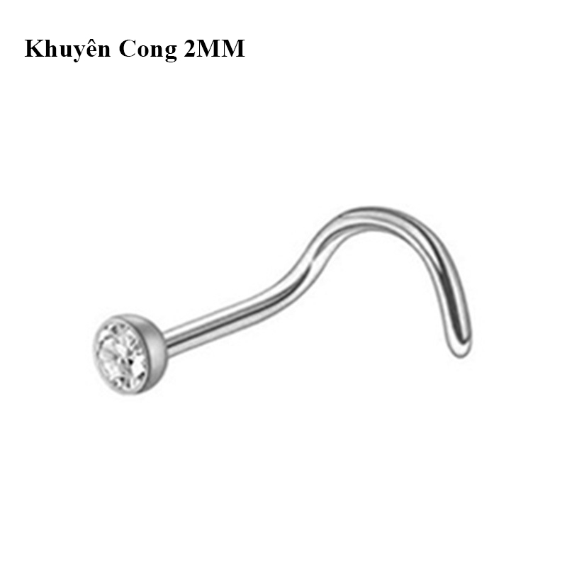 Khuyên Mũi Đính Đá Nhân Tạo Nhiều Kiểu Lựa Chọn Thép Titan Không Gỉ