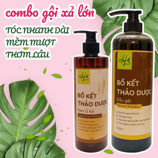 Combo Dầu Gội 1000ml, Ủ Xả Tóc 500g Bồ Kết Thảo Dược Handmade 100% Thiên Nhiên Thảo Mộc Dưỡng Tóc Mềm Mượt Nhanh Dài