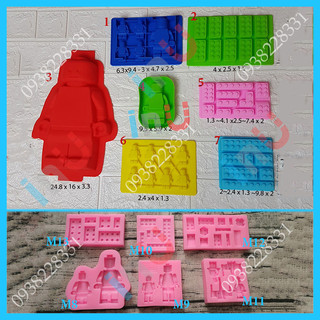 HCM - Khuôn silicon mẫu Lego xếp hình làm rau câu pudding, thạch chè lego, đổ socola, nướng bánh hình lego BSI