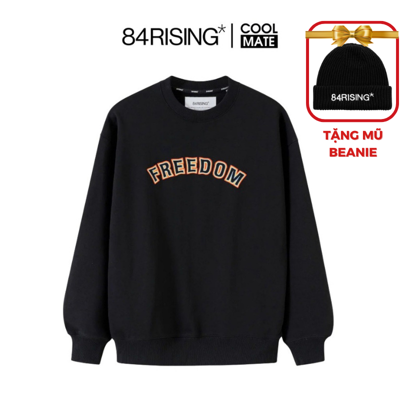 Áo nỉ Sweater Oversize FREEDOM LOGO CALIGRAPHY - thương hiệu 84RISING