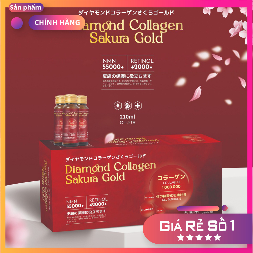 Diamond Collagen Sakura Gold 1,000,000mg - Nước Uống Đẹp Da Chống Lão Hóa hàm lượng cao