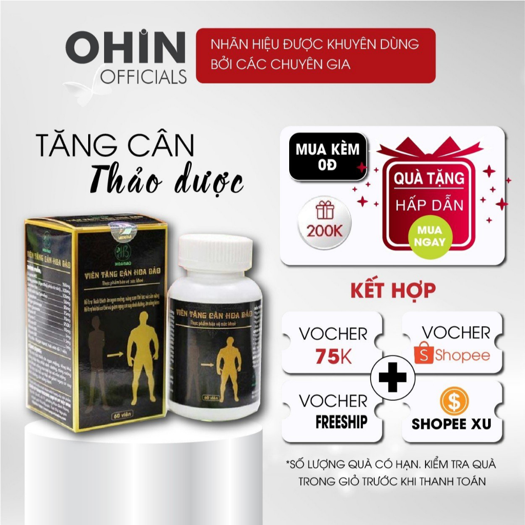 Viên tăng cân Hoa Bảo - Bồi Bổ cơ thể - Cân nặng tăng tự nhiên - Hộp 22 viên