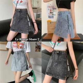 (ORDER)Chân váy jean chữ A kéo khóa bên hông in chữ cá tính phong cách E-girl Jennie