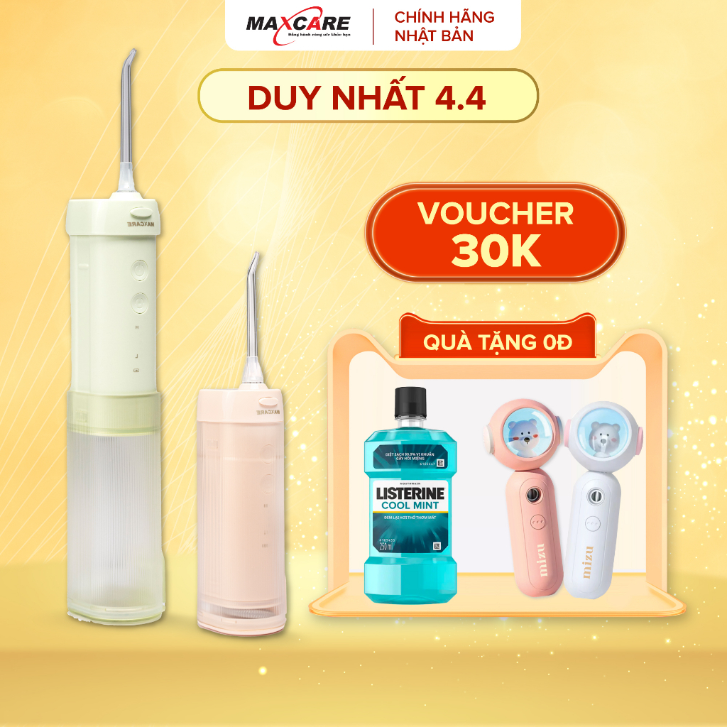 Máy Tăm Nước Cầm Tay Maxcare Travel Size UltraClean Max456PRO - Công Nghệ Độc Quyền Nhật Bản, Phiên Bản Giới Hạn, 200ml