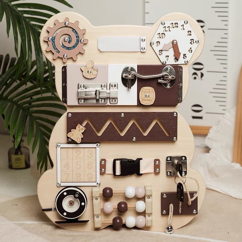 Đồ chơi bảng bận rộn, busy board bằng gỗ cho bé - Biko Shop