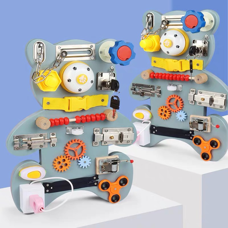 Đồ chơi bảng bận rộn, busy board bằng gỗ cho bé - Biko Shop