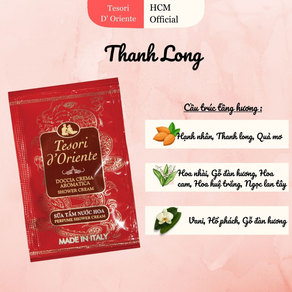 Sữa tắm dây Tesori d’Oriente 7ml gói phù hợp đi du lịch