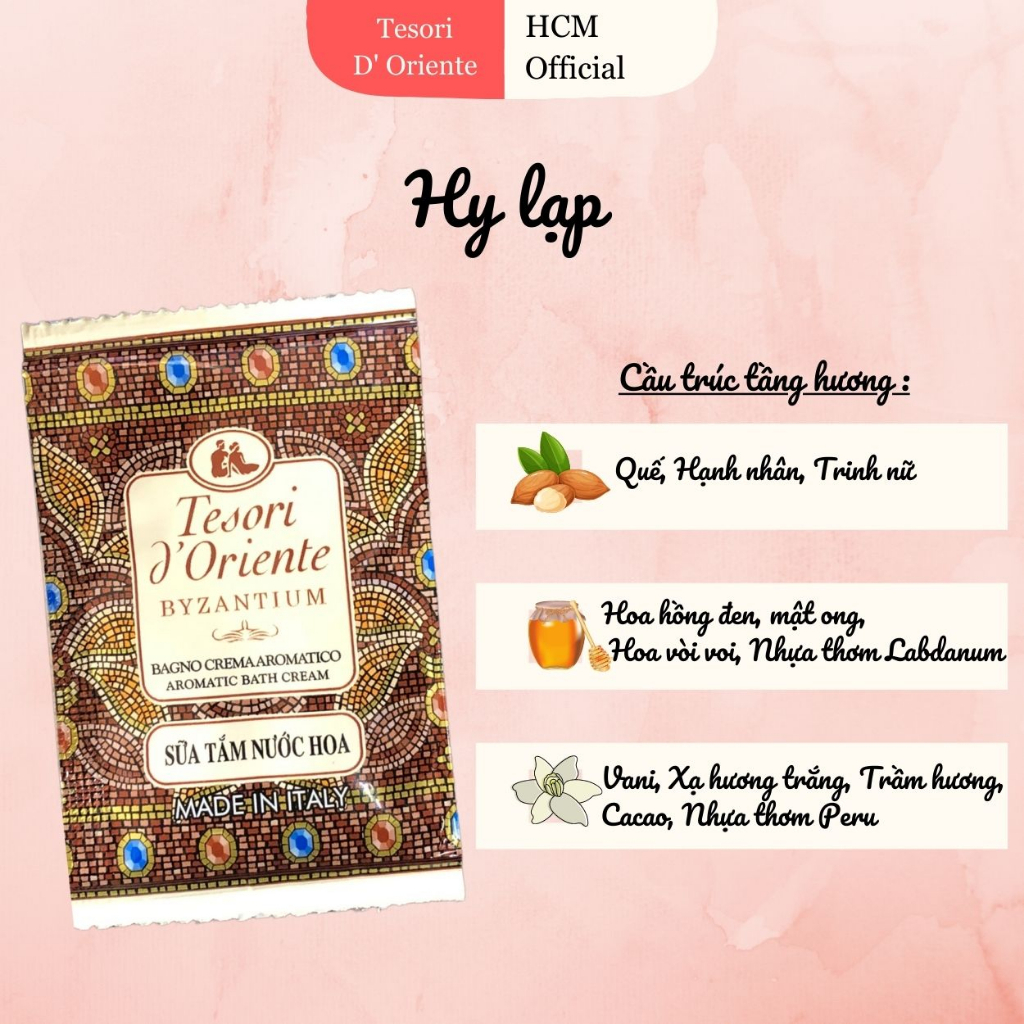 Sữa tắm dây Tesori d’Oriente 7ml gói phù hợp đi du lịch