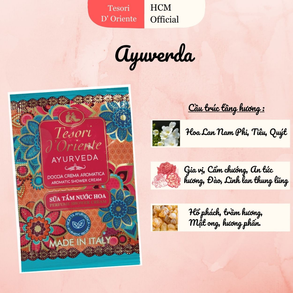 Sữa tắm dây Tesori d’Oriente 7ml gói phù hợp đi du lịch