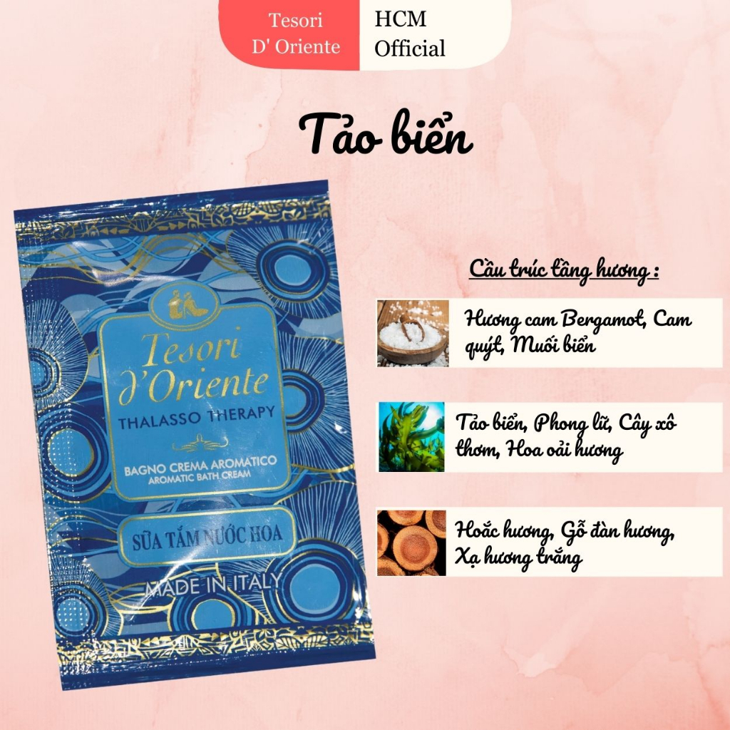 Sữa tắm dây Tesori d’Oriente 7ml gói phù hợp đi du lịch