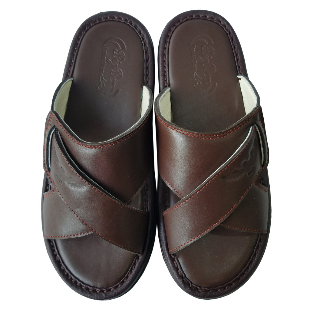 Dép Nam Quai Chéo Da Bò Thật BIGGBEN Cao Cấp HKD670