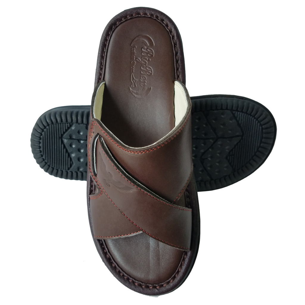 Dép Nam Quai Chéo Da Bò Thật BIGGBEN Cao Cấp HKD670