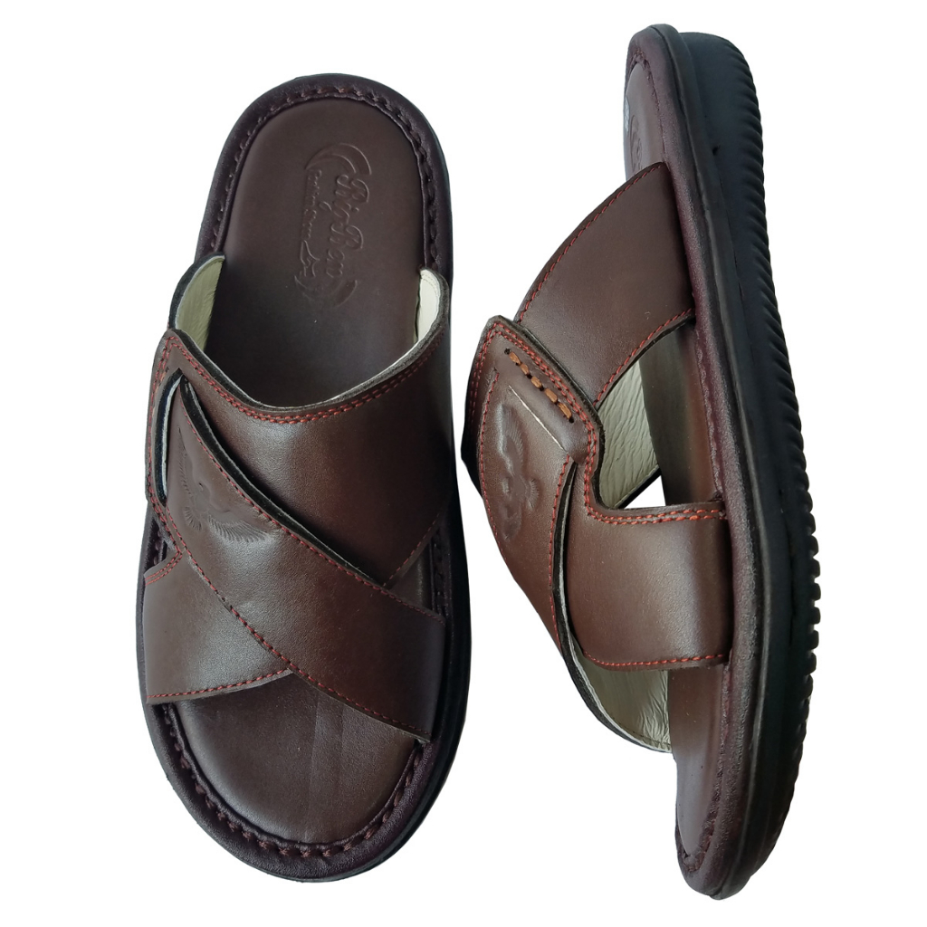 Dép Nam Quai Chéo Da Bò Thật BIGGBEN Cao Cấp HKD670