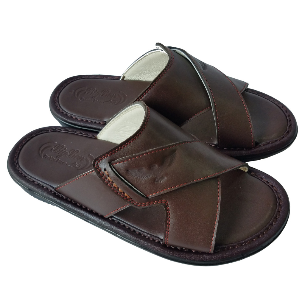 Dép Nam Quai Chéo Da Bò Thật BIGGBEN Cao Cấp HKD670