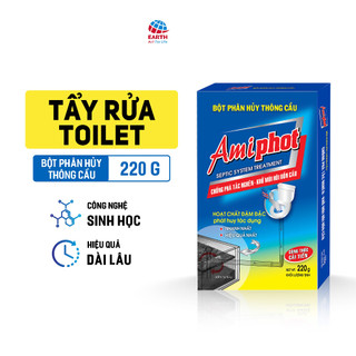 Bột phân hủy bồn cầu thông cống khử mùi amiphot 220g