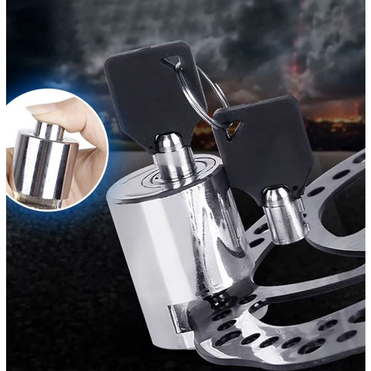 Khóa phanh đĩa xe máy hình trụ chống trộm chất liệu thép nguyên khối thiết kế thông minh an toàn