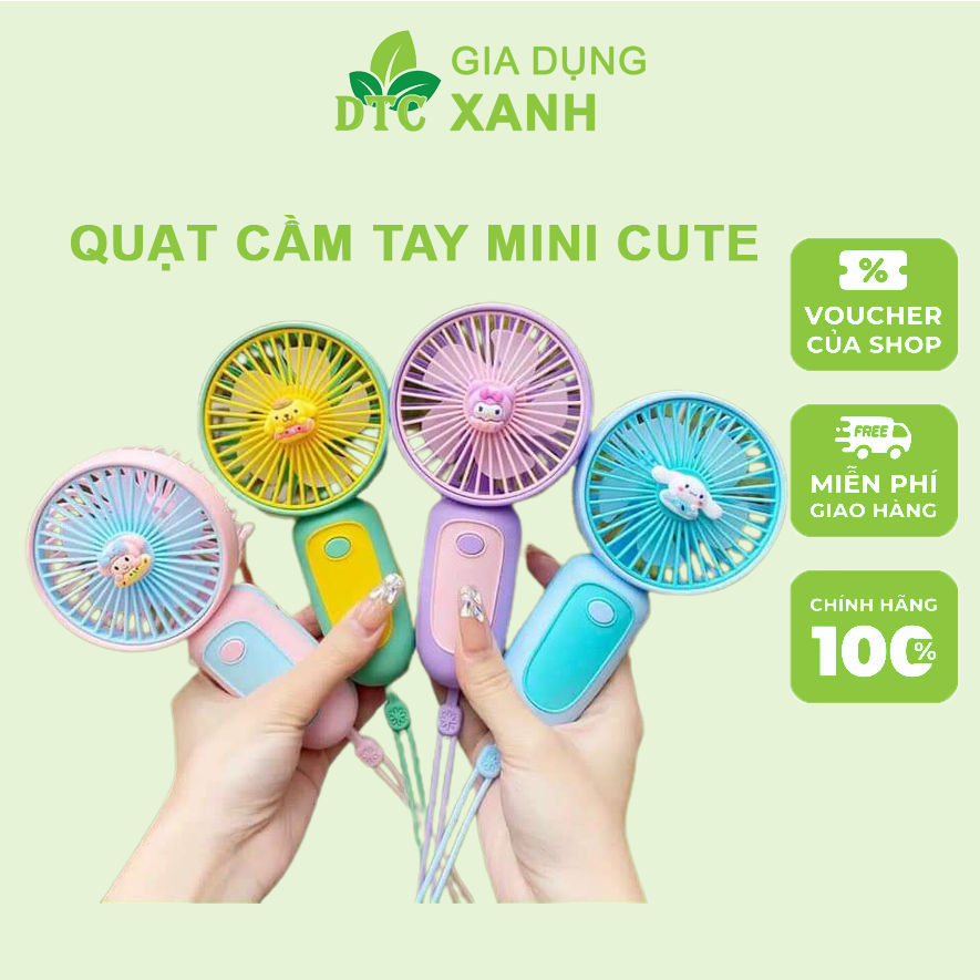 Quạt cầm tay, Quạt mini cầm tay, Quạt tích điện, Có Dây Đeo,1 Tốc Độ Gió Mạnh , Pin Sạc USB Ở Bàn,Ô tô, Treo tường