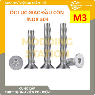 Ốc lục giác đầu côn inox 304 size m3x4, 5, 6, 8, 10, 12, 14, 16, 18, 20, 22, 25, 30, 35, 40, 45, 50