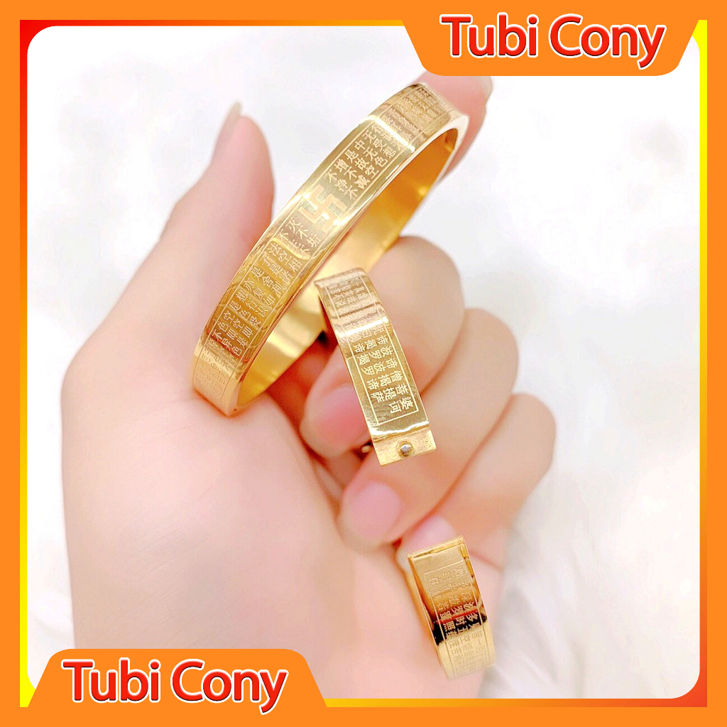Vòng tay bát nhã tâm kinh Titan bền màu - Hình tròn, Đủ size - Bao đổi trả trong vòng 07 ngày nếu sai hình, sai sản phẩm