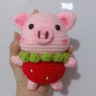 Chú heo dâu len handmade