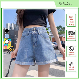  Quần Short Jean Cạp Cao Gập Gấu Cá Tính_Q1