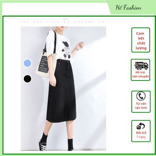  Chân Váy Jean Dáng Dài Xẻ Sườn Phong Cách