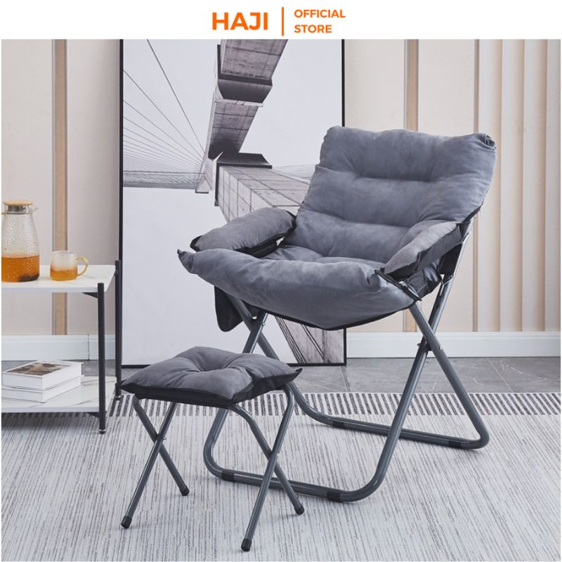 Ghế lười sofa xếp gọn kèm gối và ghế gác thư giãn thương hiệu HAJI F65