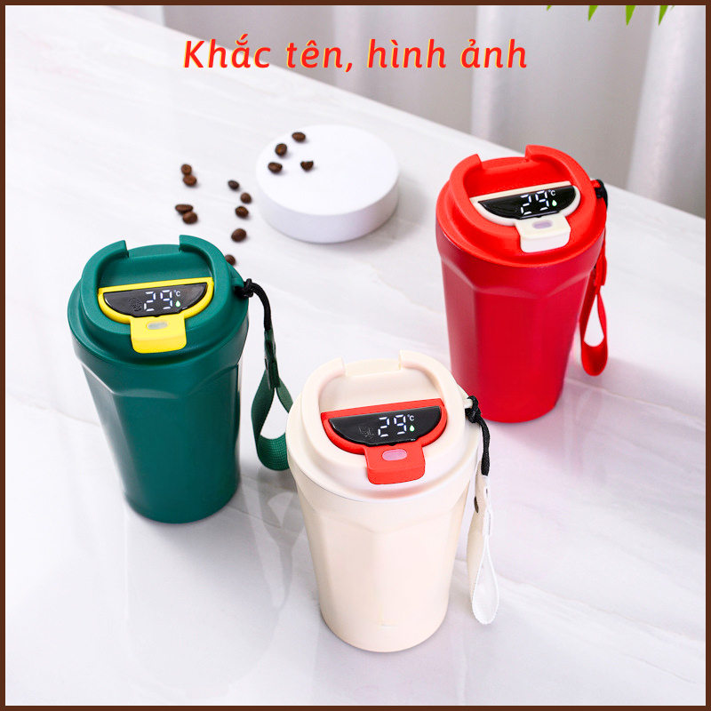 Cốc Giữ Nhiệt 510ml Ly Giữ Nhiệt Coffee Inox 304 Màn LED Hiển Thị Nhiệt Độ, Bình Giữ Nhiệt 12h Khắc Tên Theo Yêu Cầu