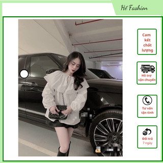  Sét Áo Sơ Mi Cổ Bèo Lá To Mix Quần Short Satin Siêu Đẹp