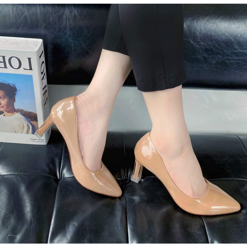 Giày Cao Gót Nữ 7 Phân Da Bóng Thời Trang