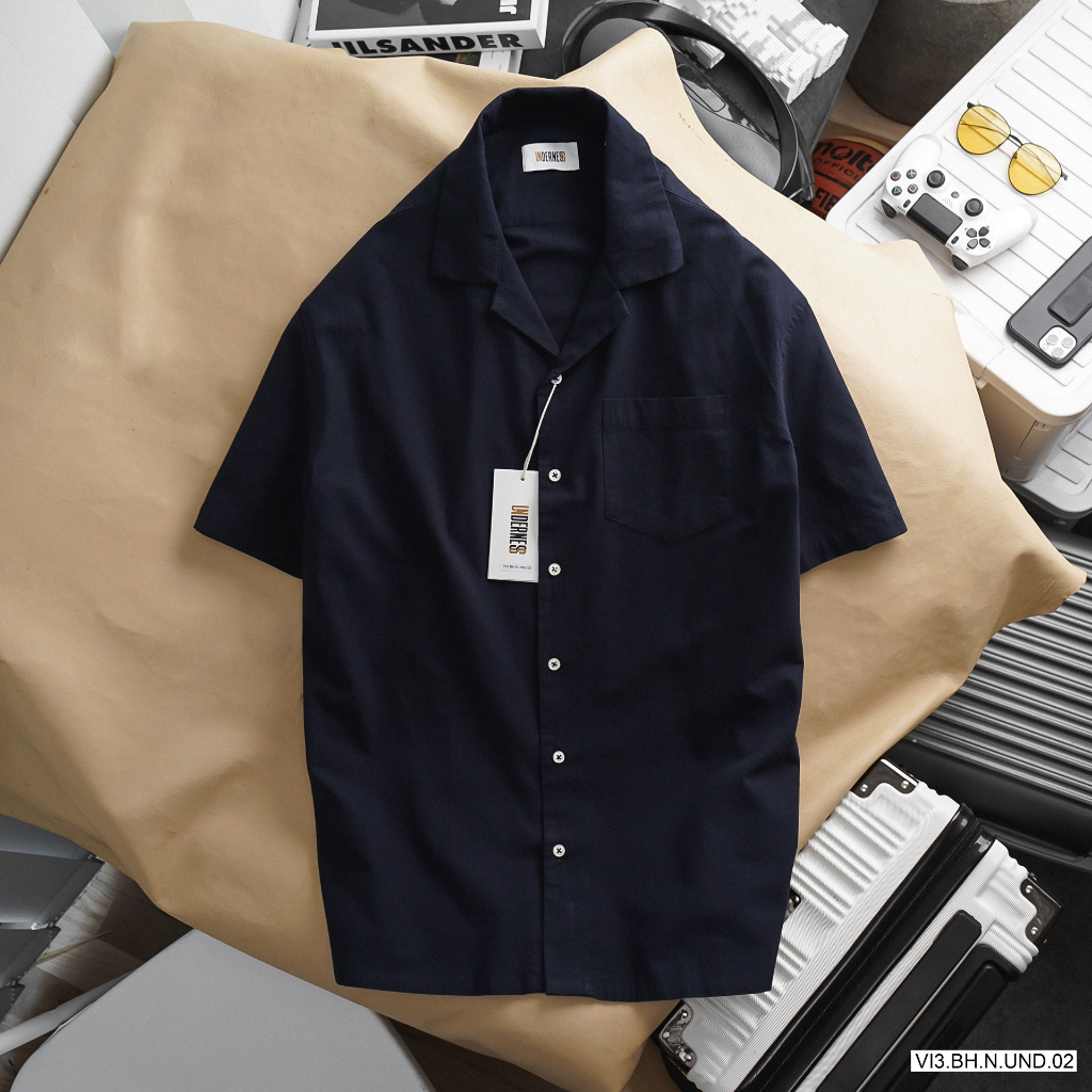 Áo sơmi linen cổ vest - Dáng áo suông vừa, lên form thoải mái nhưng vẫn vừa vặn với người mặc. SMUN8