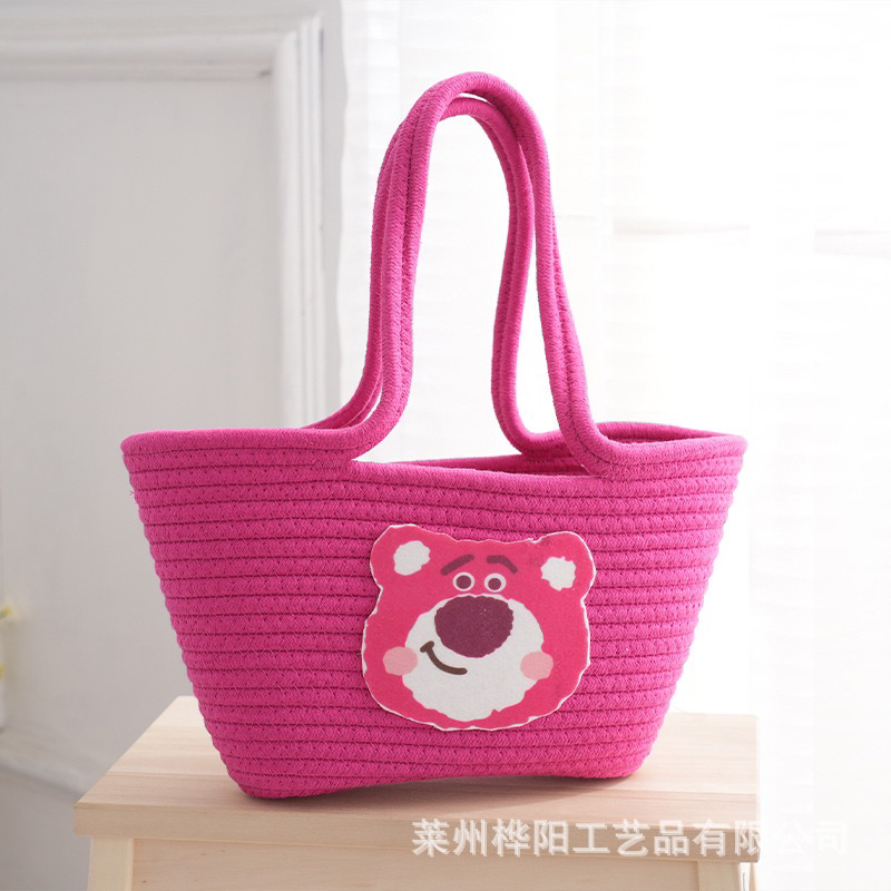 Túi gấu dâu hồng cotton đeo vai cực xinh siêu hot 2023