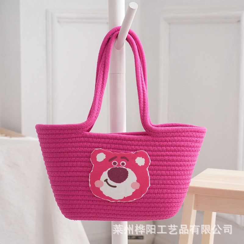 Túi gấu dâu hồng cotton đeo vai cực xinh siêu hot 2023