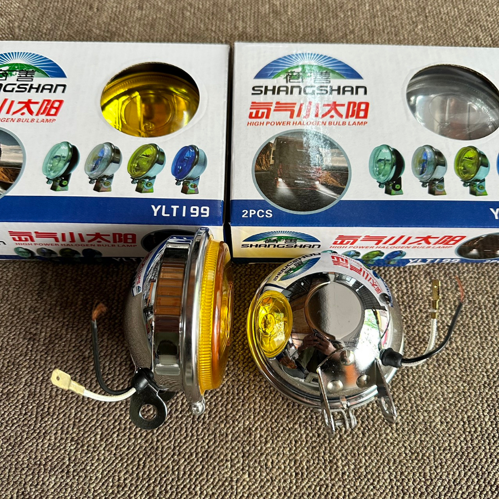 Combo 2 Đèn tròn inox ShangShan thay bóng H3 đèn gầm đèn trợ sáng ô tô tải 2 màu vàng-trắng loại to-nhỏ