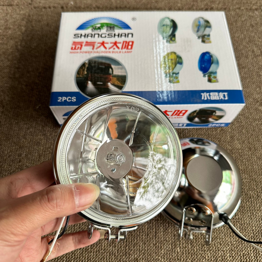 Combo 2 Đèn tròn inox ShangShan thay bóng H3 đèn gầm đèn trợ sáng ô tô tải 2 màu vàng-trắng loại to-nhỏ