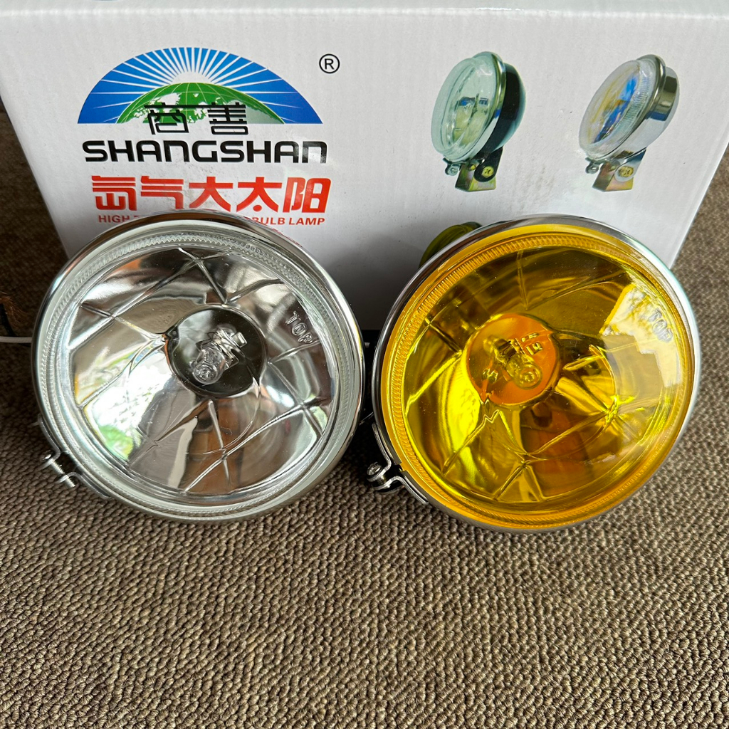 Combo 2 Đèn tròn inox ShangShan thay bóng H3 đèn gầm đèn trợ sáng ô tô tải 2 màu vàng-trắng loại to-nhỏ