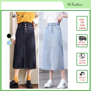  Chân Váy Jean Xẻ Trước, Chân Váy Dài Dáng A_A2