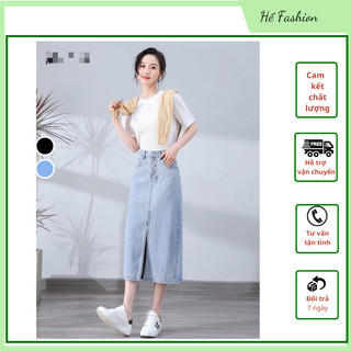  Chân Váy Dáng A Dài Qua Gối Xẻ Trước Phong Cách_A2