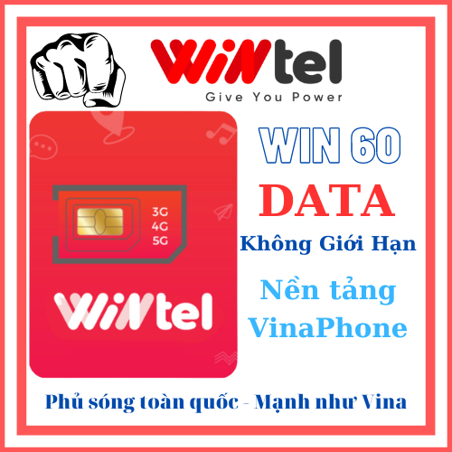 Sim wintel gói cước win 60 Truy cập Data không giới hạn phủ sóng toàn quốc
