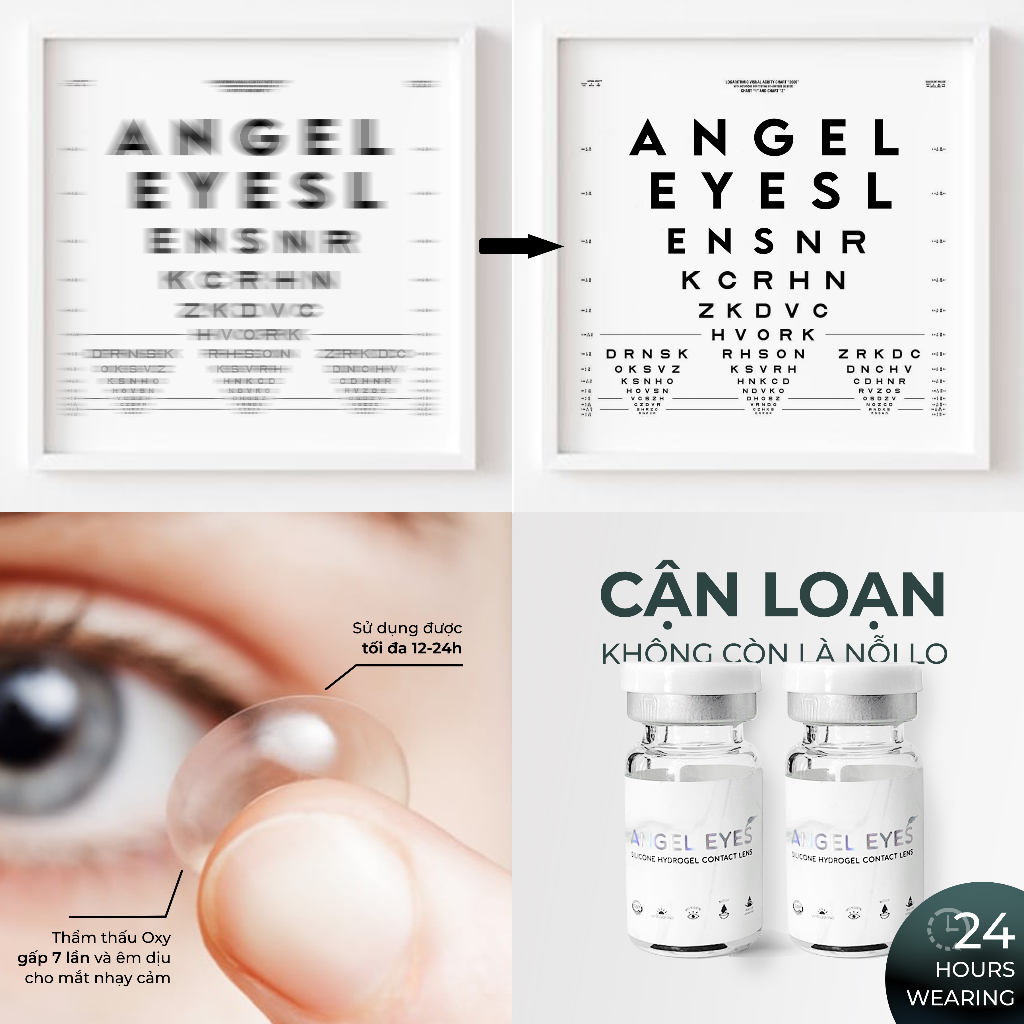 Lens cận loạn thị Angel Eyes - Độ cận 0 - 8.00 độ - Độ loạn từ 0.75 đến 2.75 độ - 5 trục cơ bản 0, 20, 90, 160, 180