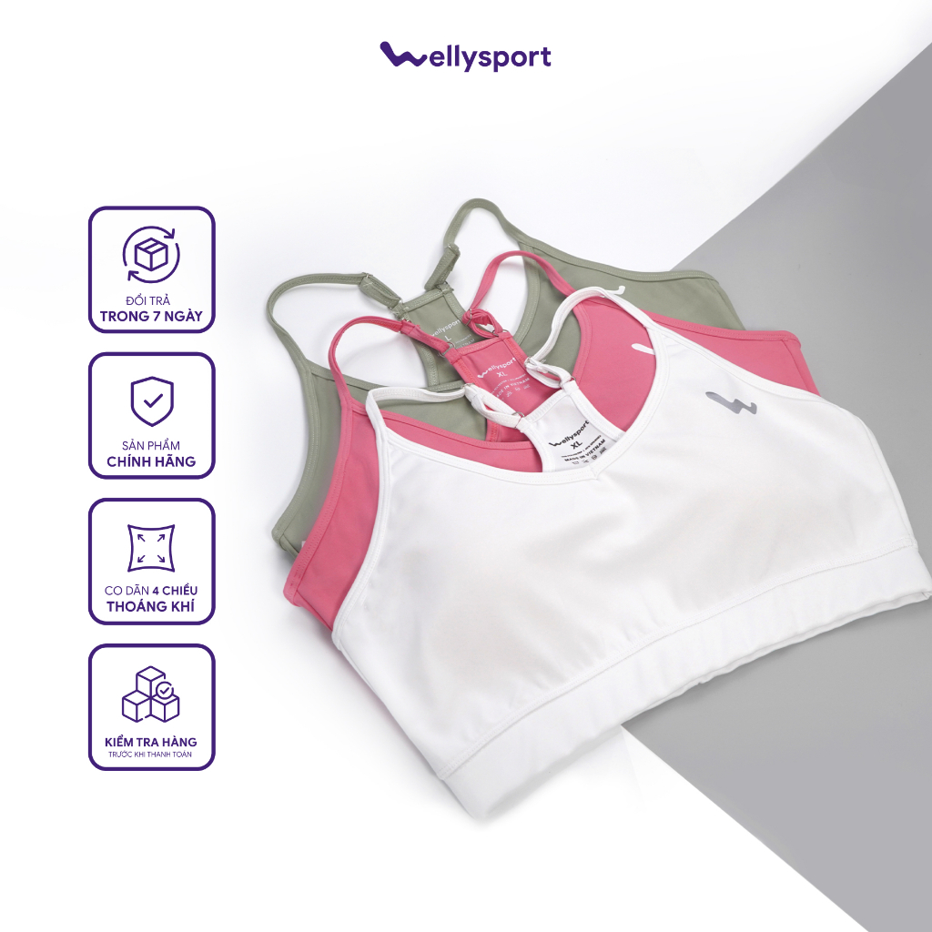 Bra thể thao có dây căn chỉnh, kèm mút đệm nâng ngực, Welly Sport, Mã AOBT