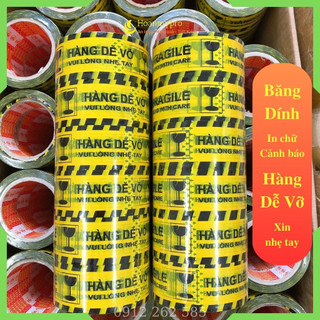 Băng keo hàng dễ vỡ 6 cuộn nặng 1,2kg màu vàng đen