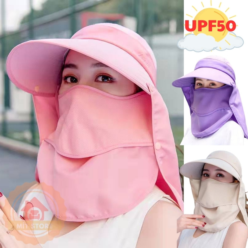 Mũ Chống Nắng Thời Trang 2023 Chống Tia Cực Tím Kèm Khẩu Trang Và Vạt Che Cổ Có Thể Tháo Rời Thành 3 Kiểu Dáng Khác Nhau
