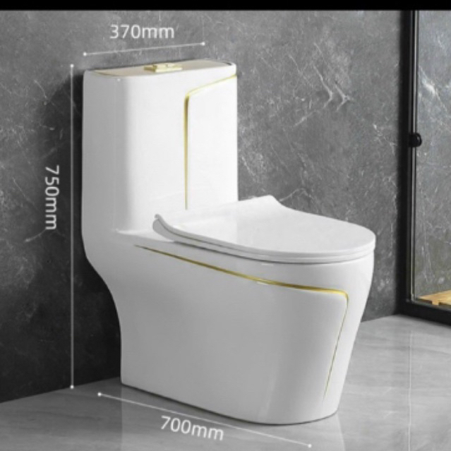 bàn cầu liền khối một khối men kính chống bám bẩn, bộ xả êm mạnh cực sạch