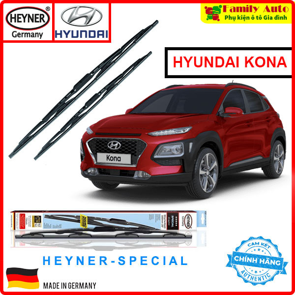 GẠT MƯA xe ô tô HYUNDAI KONA 2017-2023 CHÍNH HÃNG ĐỨC Heyner Special Xương cứng Combo size (40cm / 65cm) Sạch - Bền - Êm