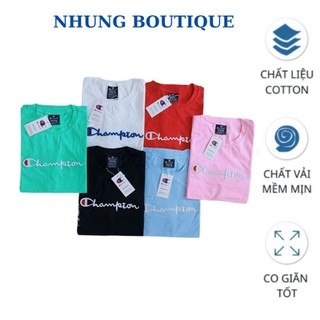 (SALE LẺ SIZE) Áo Thun Champion Cao Cấp Nhung Boutique, Form Rộng Nam Nữ, Cotton 4 Chiều Mịn Mát, Túi Zip Sang Chảnh