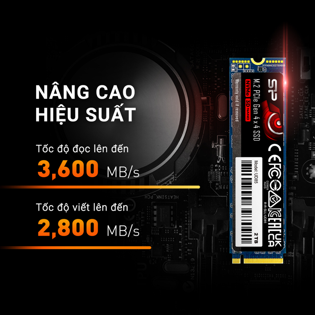 Ổ cứng SSD M2 NVME Silicon Power Đọc/Viết tối đa 3600Mb/s 2400Mb/s PCIE Gen4x4 UD85 250GB/500GB/1TB/2TB - Bảo hành 5NĂM